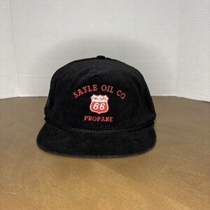 Vintage Sayle Oil Co Phillips 66 Corduroy Black Snapback Adjustable Hat Cap